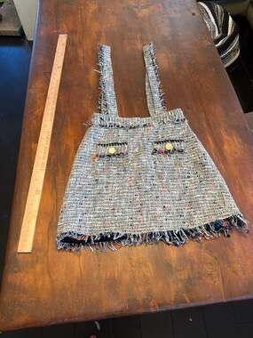 Zara Basic Tweed Boucle Mini Skirt with Suspenders